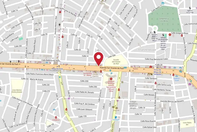 Mapa: Casa El Indio Leo está en la Av. San Vicente de Paúl, Santo Domingo Este. Abrir en Google Maps